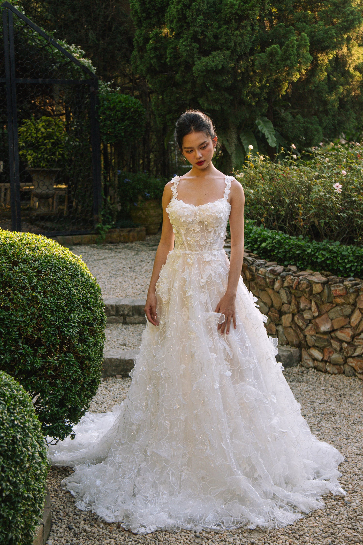 Arella Couture A-Line Wedding Dress with Straps 3D Flower