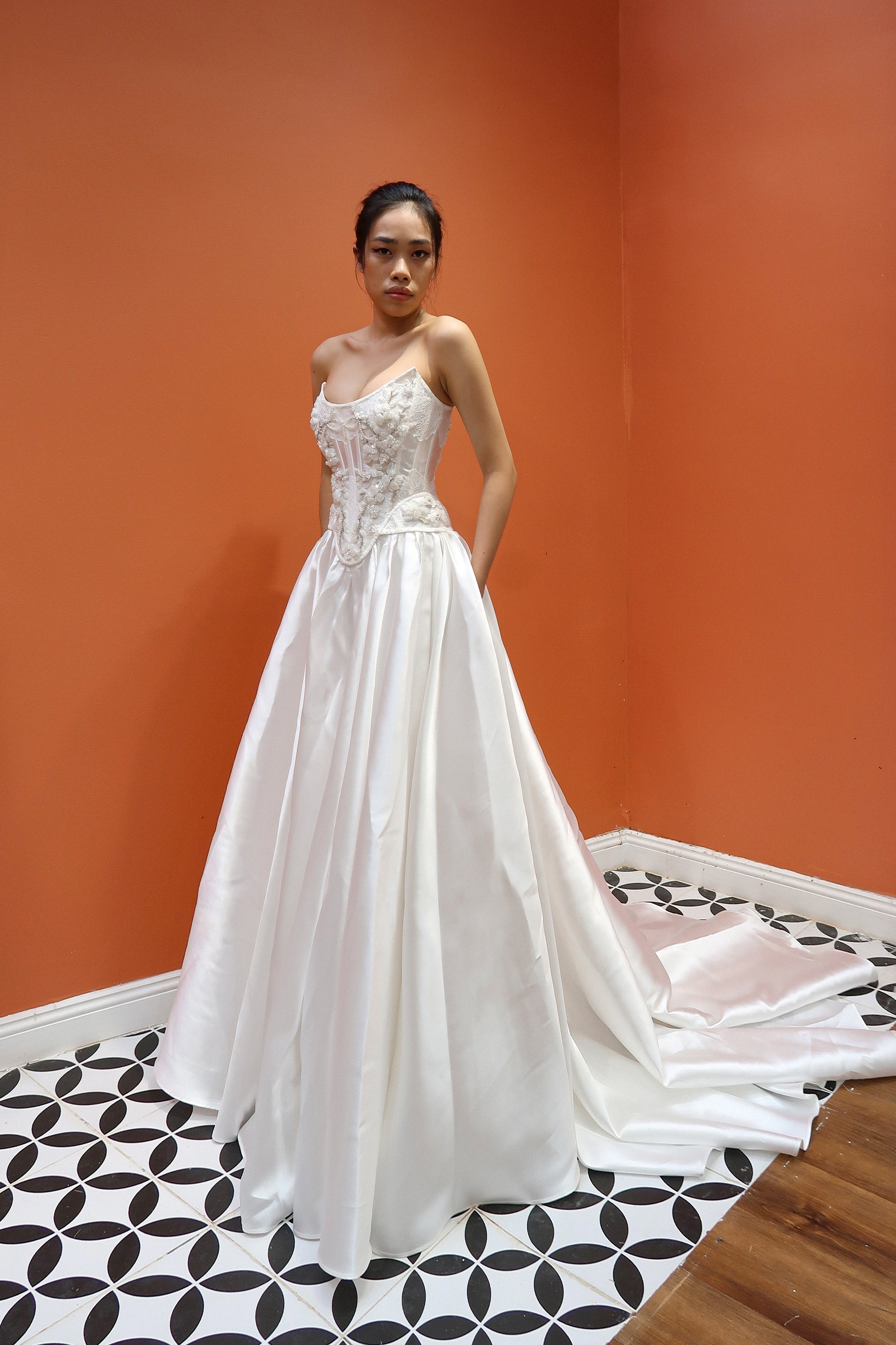 Hannah A-Line Bridal Gown with Basque Waistline | SELFA Bridal Hannah A-Line Bridal Gown with Basque Waistline | SELFA Bridal