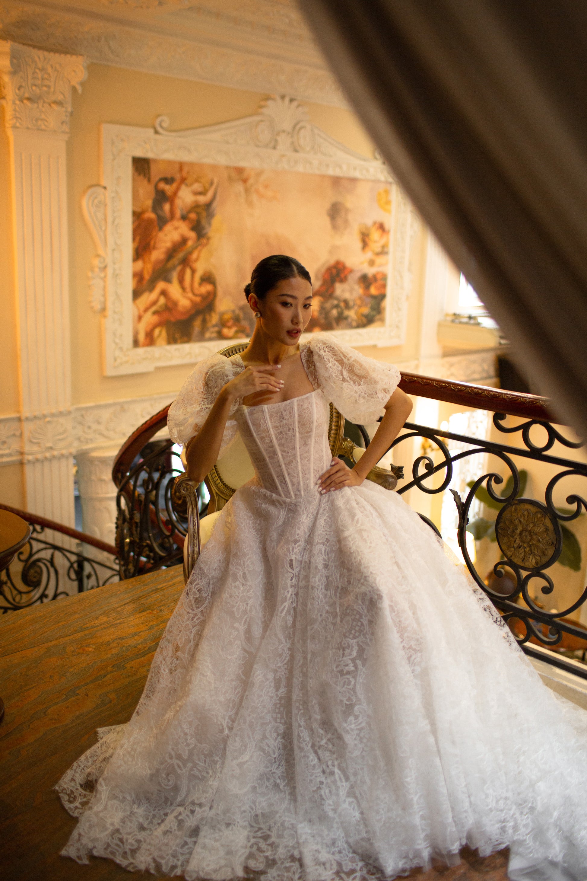 Estee Basque waist lace wedding dress – Selfa Bridal