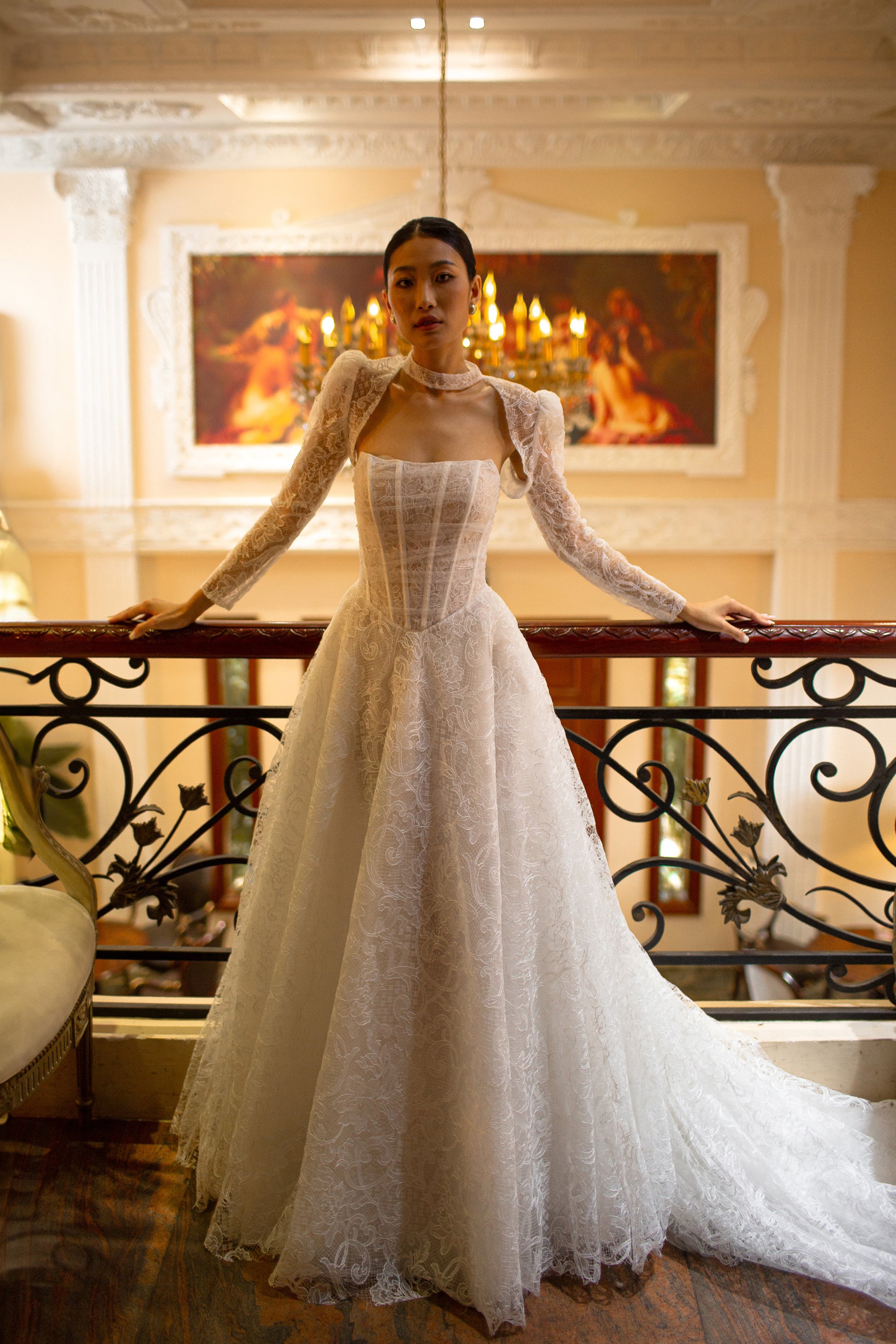 Estee - Basque waist lace wedding dress Selfa Bridal Estee - Basque waist lace wedding dress Selfa Bridal
