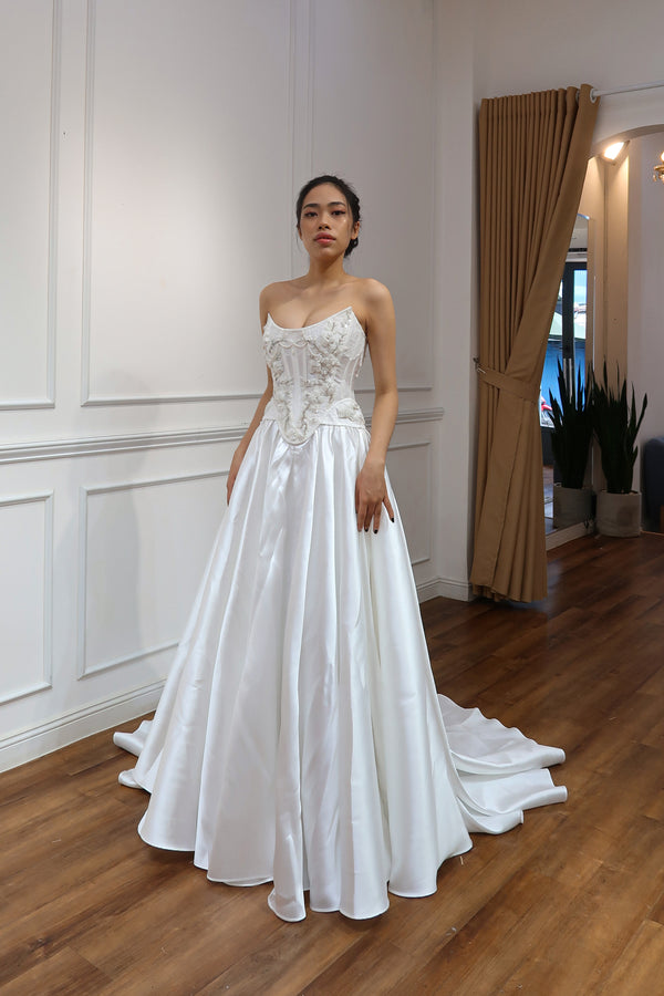 Hannah A-Line Bridal Gown with Basque Waistline