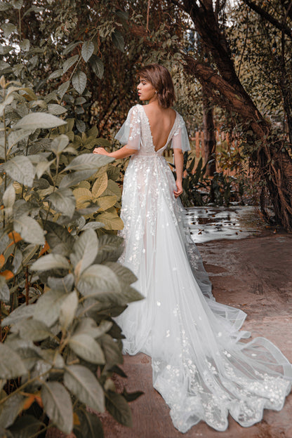 sophia plunge lace wedding dress Sophia Romantic Wedding Dress